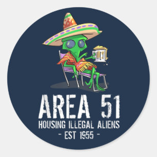 Adesivo Presente de Brincadeira Área 51 OVNI Bêbado Alien