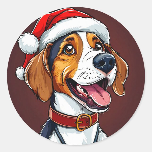 Adesivo Presente de cachorro Beagle de Natal 🎄 Para Amant (Frente)