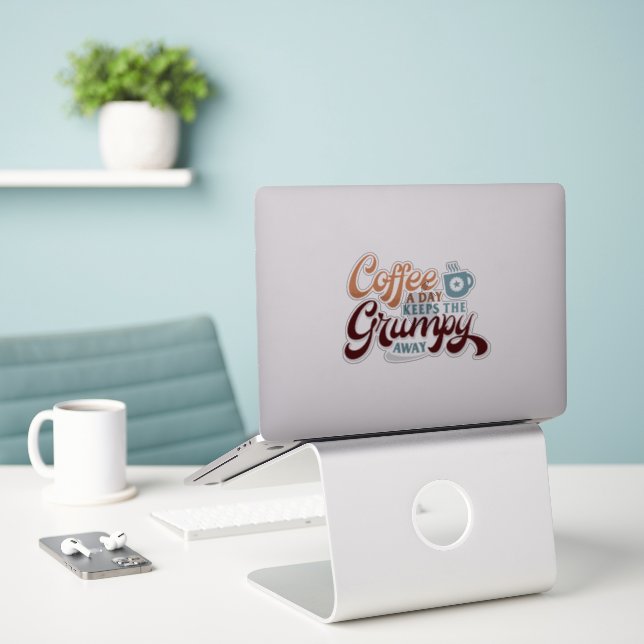 Adesivo Presente de Café Diário para Amante de Café (Laptop na mesa)
