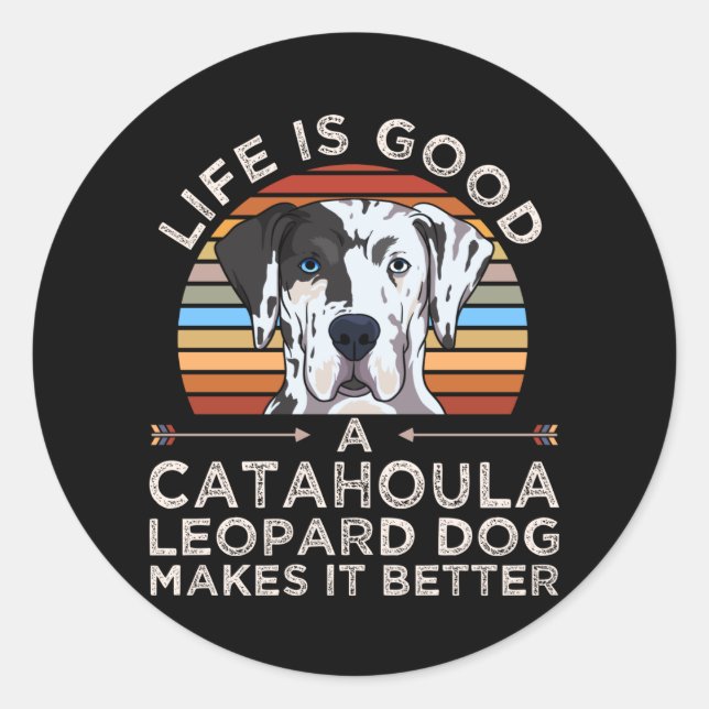 Adesivo Presente de Cão-Leopardo Louisiana Catahoula (Frente)