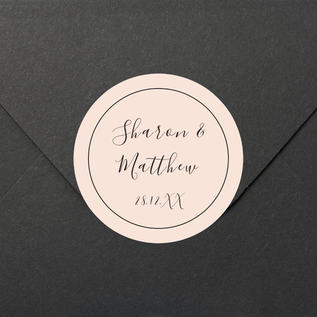 Adesivo Presente de Casamento com Letra Caligráfica Rosa C (Calligraphy script wedding sticker brings soft blush beauty to celebration favors.)
