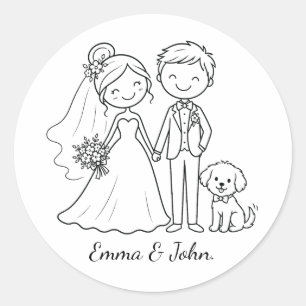 Adesivo Presente de casamento de cachorro caprichoso fofo 