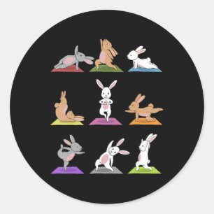 Adesivo Presente de coelho  Bunny Yoga Em Yoga Poses