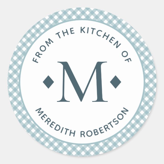 Adesivo Presente de comida da cozinha do Teal Monograma (Frente)