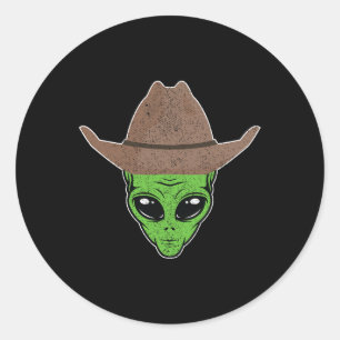 Adesivo Presente de Dia das Bruxas de alienígena de cowboy