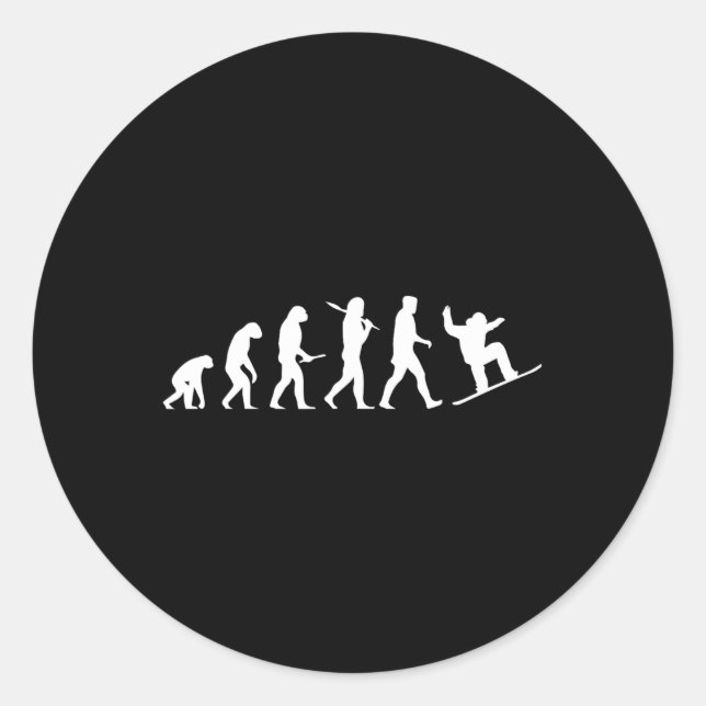 Adesivo Presente De Evolução Do Snowboard De Cavemen A Sno (Frente)