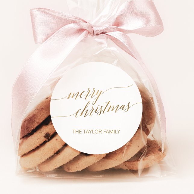 Adesivo Presente de Feliz Natal para Caligrafia Dourada (Criador carregado)