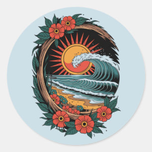 Adesivo Presente de Férias do Pôr do Sol do Amante da Prai