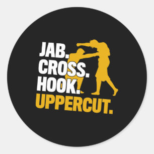 Adesivo Presente de Jab Cruz Gancho Uppercut Boxe Kickboxi