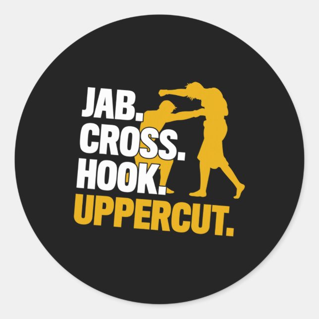 Adesivo Presente de Jab Cruz Gancho Uppercut Boxe Kickboxi (Frente)