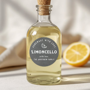 Adesivo Presente de Limoncello Caseiro Cinza Escuro Vintag