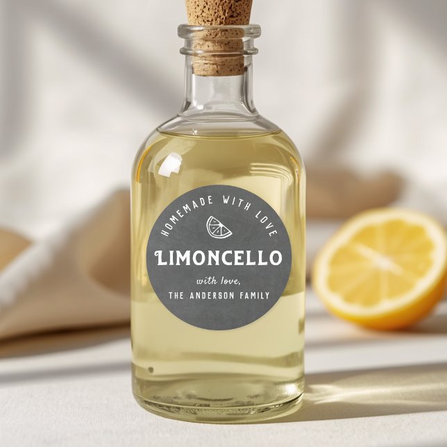 Adesivo Presente de Limoncello Caseiro Cinza Escuro Vintag (Criador carregado)