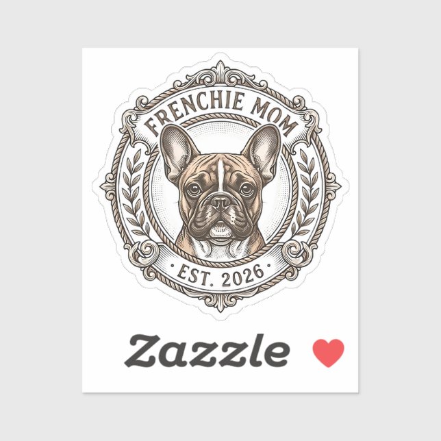 Adesivo Presente de Mãe de Frenchie 2026 French Bulldog Ca (Folha)