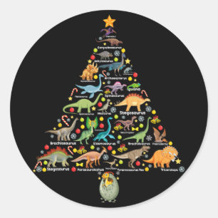 Adesivo Presente de Natal Árvore de Natal Dinossauro Fofa 