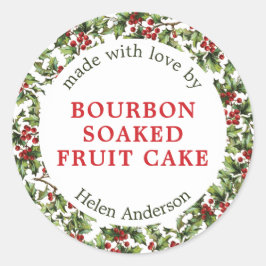 Adesivo Presente de Natal com Moldura de Azevinho Vintage