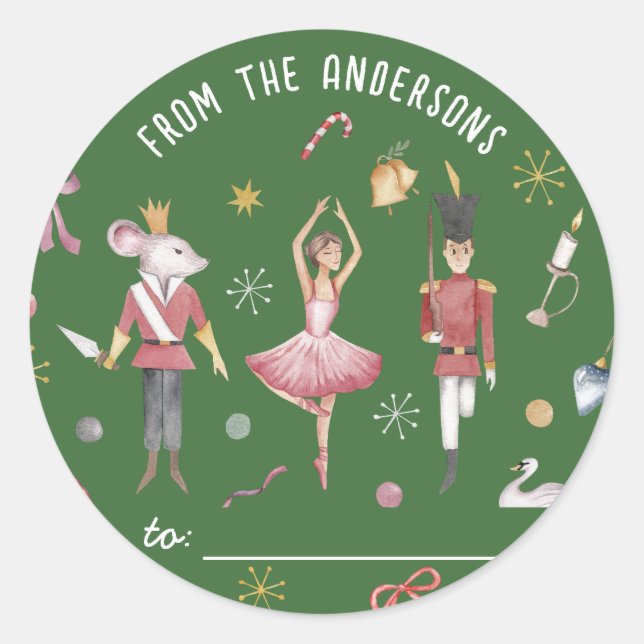 Adesivo Presente de Natal da família Nutcracker Ballerina (Frente)