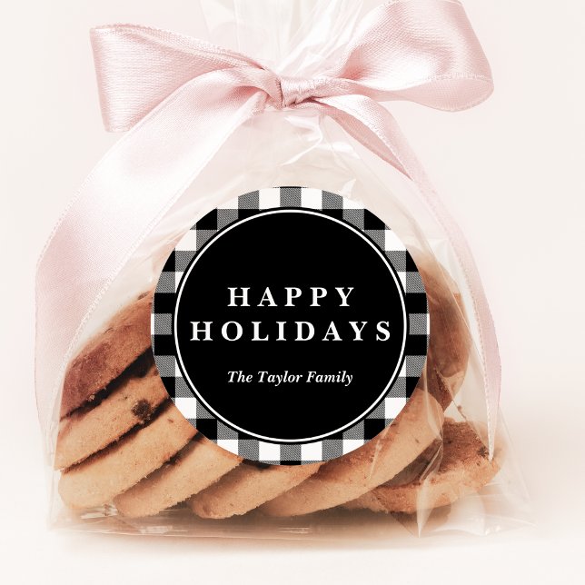 Adesivo Presente de Natal de Padrão de Xadrez de Buffalo P (Criador carregado)