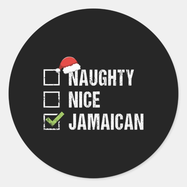 Adesivo Presente de Natal de Santa Hat jamaicano e malvado (Frente)