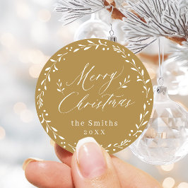 Adesivo Presente de Natal de script Moderno Dourado