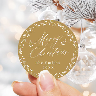 Adesivo Presente de Natal de script Moderno Dourado