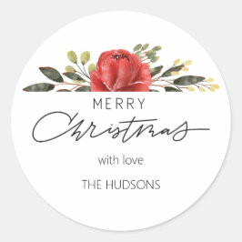 Adesivo Presente de Natal de Semi Floral Personalizado par