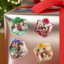 Adesivo Presente de Natal Divertido Moderno Foto da Famíli