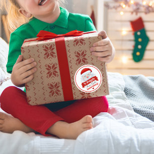 Adesivo Presente de Natal do Papai Noel Vermelho Bonito