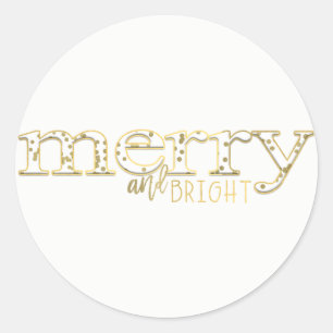 Adesivo Presente de Natal em Ouro Branco Merry & Bright