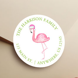 Adesivo Presente de Natal Flamingo Rosa Aquarela Endereço