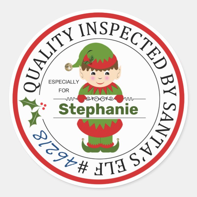 Adesivo Presente de Natal Inspecionado pelos Papais noeis  (Frente)