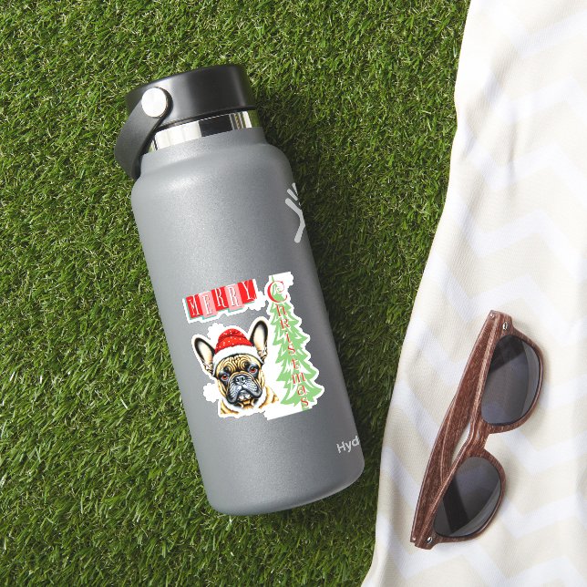 Adesivo presente de Natal para Buldogue Francês (HydroFlask Insitu)