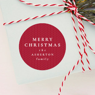 Adesivo Presente de Natal simples em vermelho com padrão d