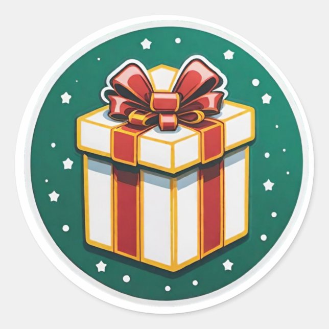Adesivo Presente de Natal Vermelho e Branco (Frente)