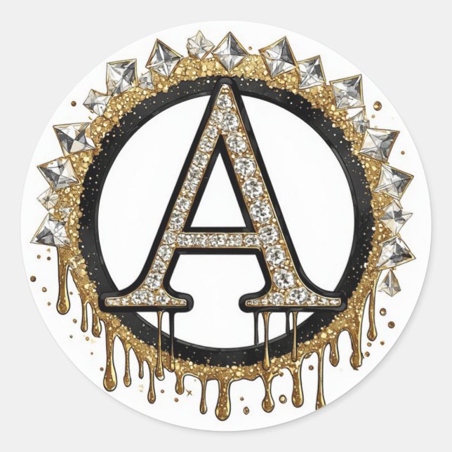 Adesivo Presente de Noivado com Inicial em Ouro e Monogram (Frente)