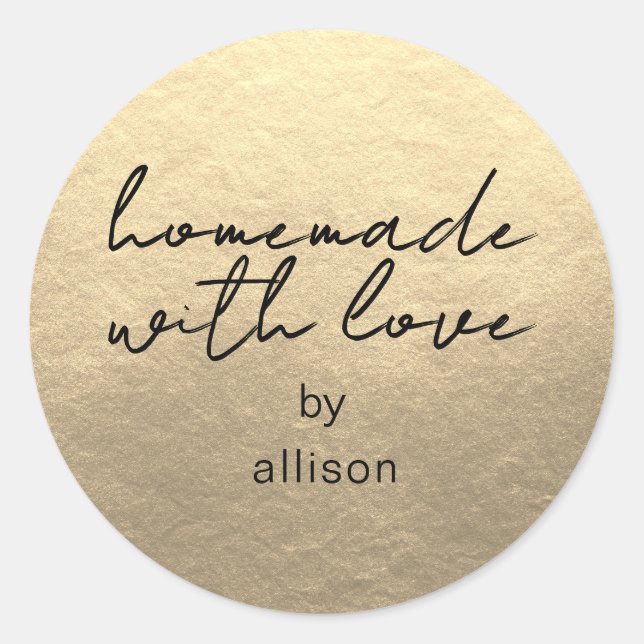 Adesivo Presente de Ouro Personalizado Feito com Amor (Frente)