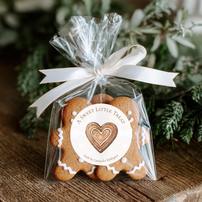 Adesivo Presente de Panificação Caseira de Feriado (Gingerbread Heart Cookie Gift Sticker)