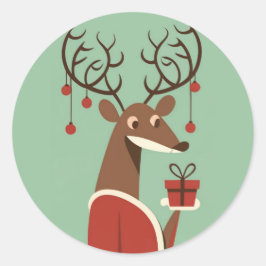 Adesivo Presente de presente de rena de Natal minimalista