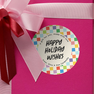 Adesivo Presente de quadro de verificação colorido brilhan