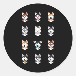 Adesivo Presente de rouco   Funny Siberian Husky Emoji