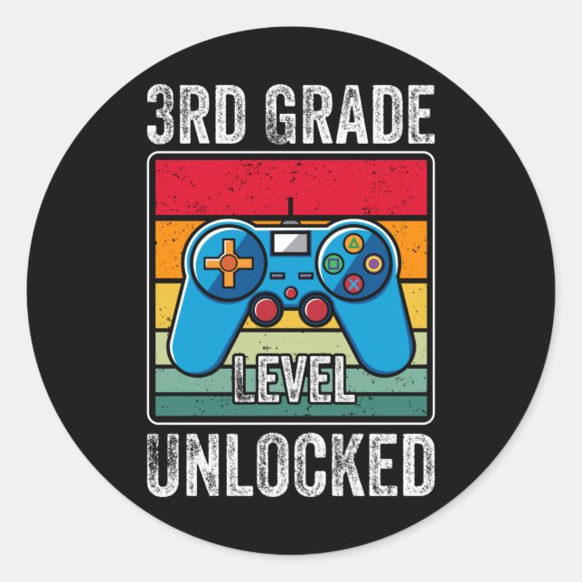 Adesivo Presente de videogame retrô desbloqueado para o 3º (Frente)