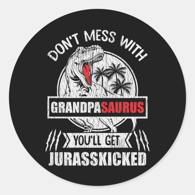 Adesivo Presente Divertido de Avô Dinossauro Grandpasaurus (Frente)