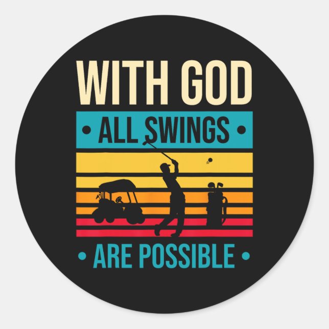 Adesivo Presente Divertido de Golfe Cristão – Com Deus Tod (Frente)