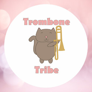 Adesivo Presente Divertido de Trombone para Amantes de Gat
