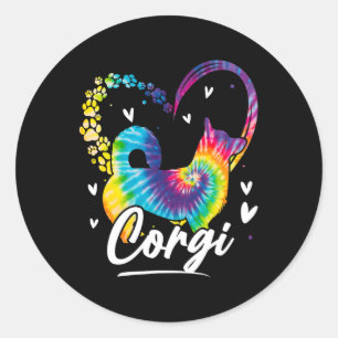 Adesivo Presente do Cão-Arco-Íris Corgi Tie Dye