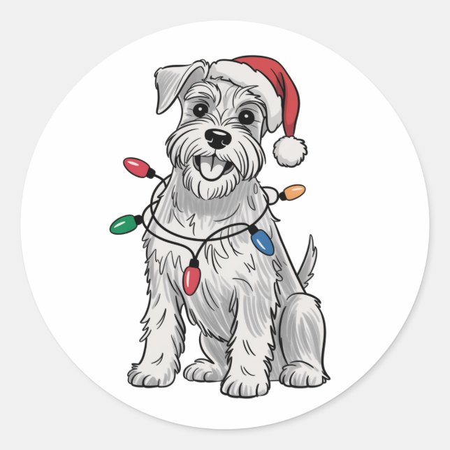 Adesivo Presente do Dia de Natal do Schnauzer Miniatura Am (Frente)