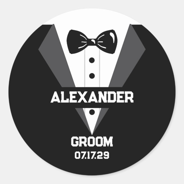 Adesivo Presente do Groom com Nome Personalizado e Data de (Frente)
