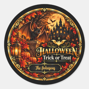 Adesivo Presente Elegante de Halloween em Ouro Preto para