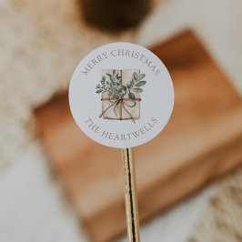 Adesivo Presente em Aquarela Personalizado Feliz Natal