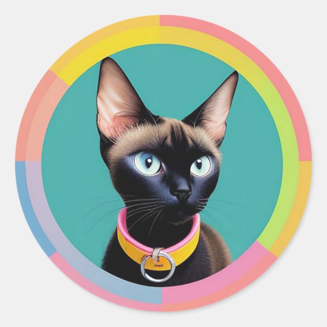 Adesivo 🐱 Presente em estilo espelho de gato siamês para  (Frente)