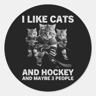 Adesivo Presente Engraçado de Hockey de Gato para Introver